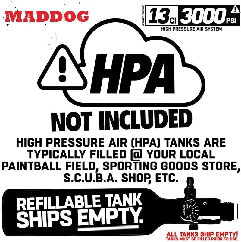 MAddog 13ci/3000psi Aluminum Compressed Air HPA Paintball Tank with Regulator - Image 4